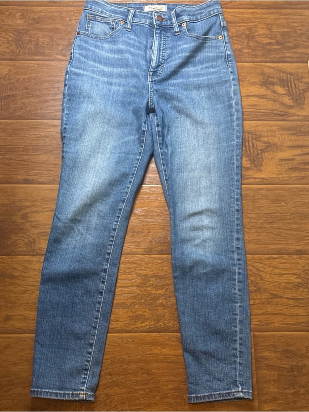 Madewell Medium Blue Skinny Jeans with Subtle Fade
